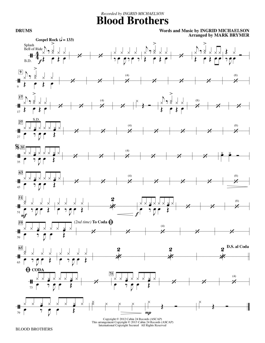 Blood Brothers - Drums Choir scores gallery preview page 1