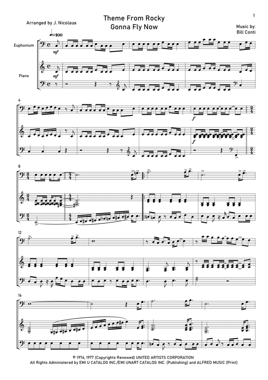 Gonna Fly Now Euphonium scores gallery preview page 1