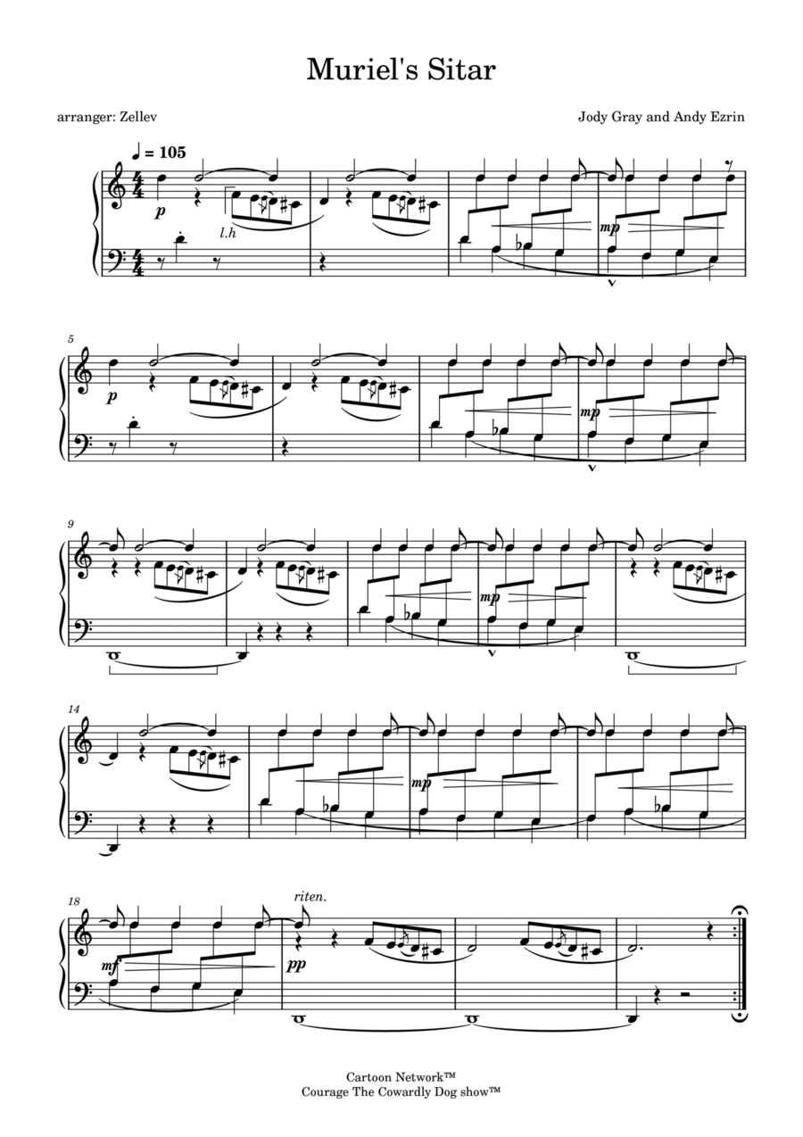 Muriel's Sitar Muriel's Sitar Piano Solo scores gallery preview page 1