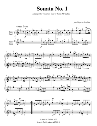 Loeillet: Six Sonatas Op. 5 No. 2 Complete for Tenor Sax Duo