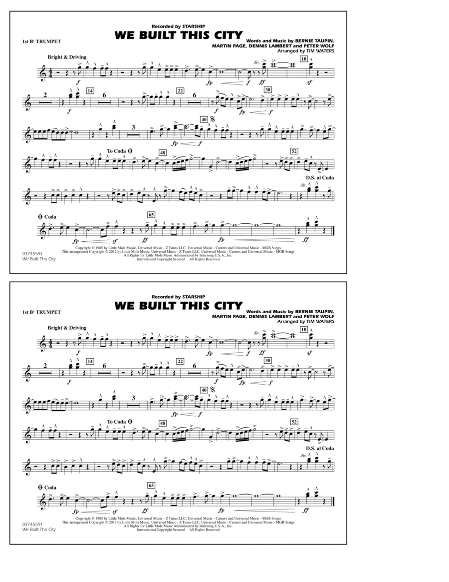 We Built This City - 1st Bb Trumpet Marching Band scores gallery preview page 1