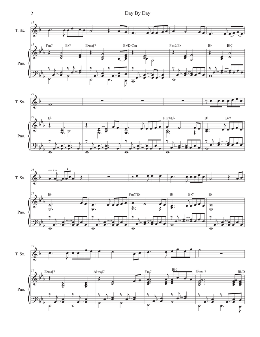 Day By Day (Tenor Saxophone and Piano) Day By Day (Tenor Saxophone and Piano) Tenor Saxophone scores gallery preview page 2