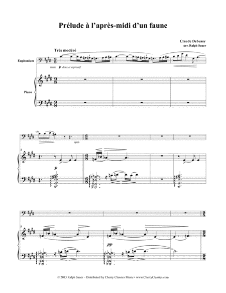 Prelude a l'apres-midi d'un faune- Afternoon of a Faun for Euphonium & Piano