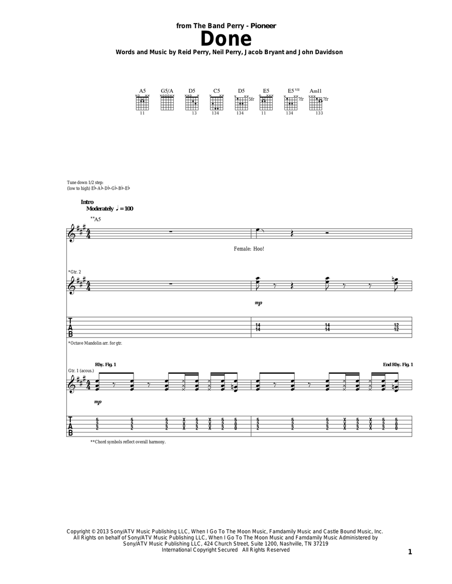 Done Done Acoustic Guitar scores gallery preview page 1