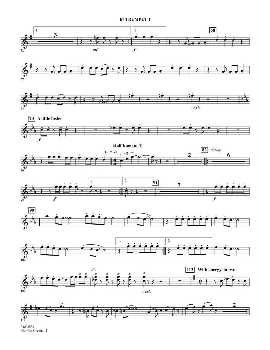 Mambo Greats - Bb Trumpet 1 Concert Band scores gallery preview page 2