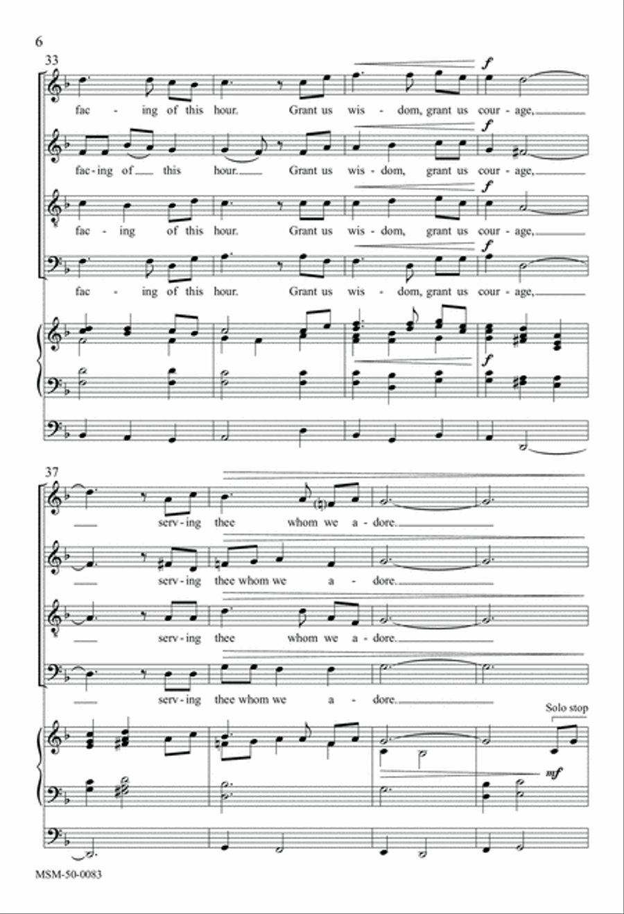 Grant Us Wisdom, Grant Us Courage Divisi scores gallery preview page 6