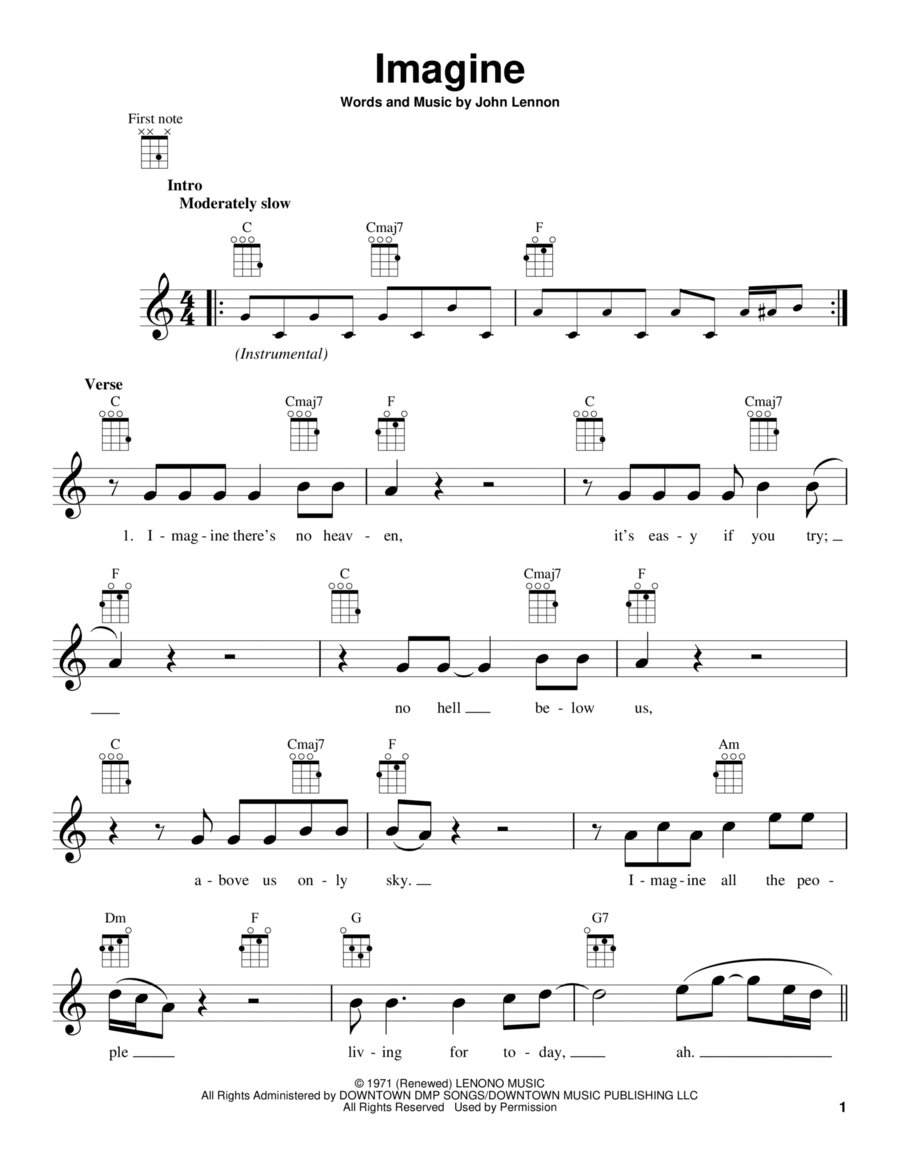 Imagine Ukulele scores gallery preview page 1