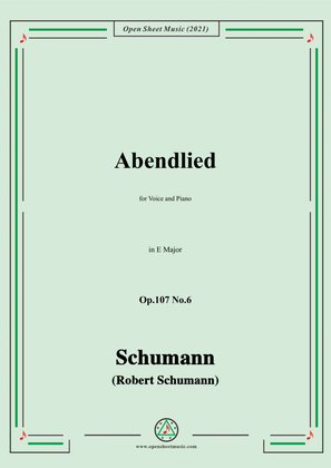 Book cover for Schumann-Abendlied,Op.107 No.6,in E Major,for Voice and Piano