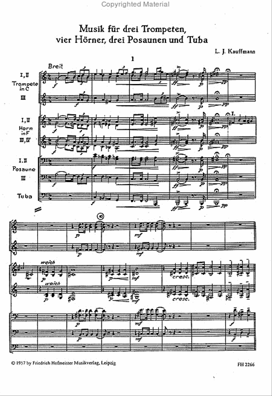 Musik für 3 Trompeten, 4 Hörner, 3 Posaunen und Tuba Horn scores gallery preview page 2