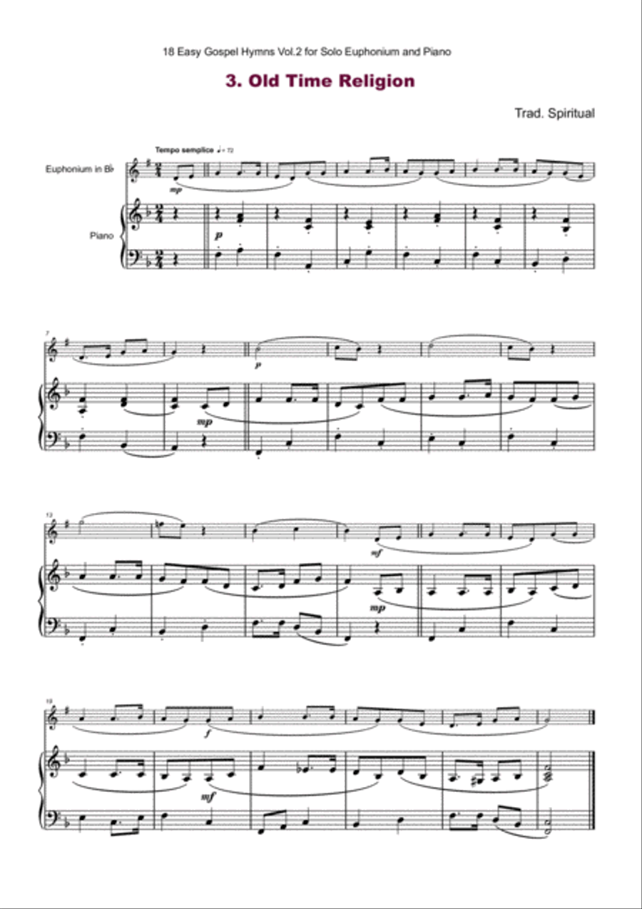 18 Gospel Hymns Vol.2 for Solo Euphonium and Piano