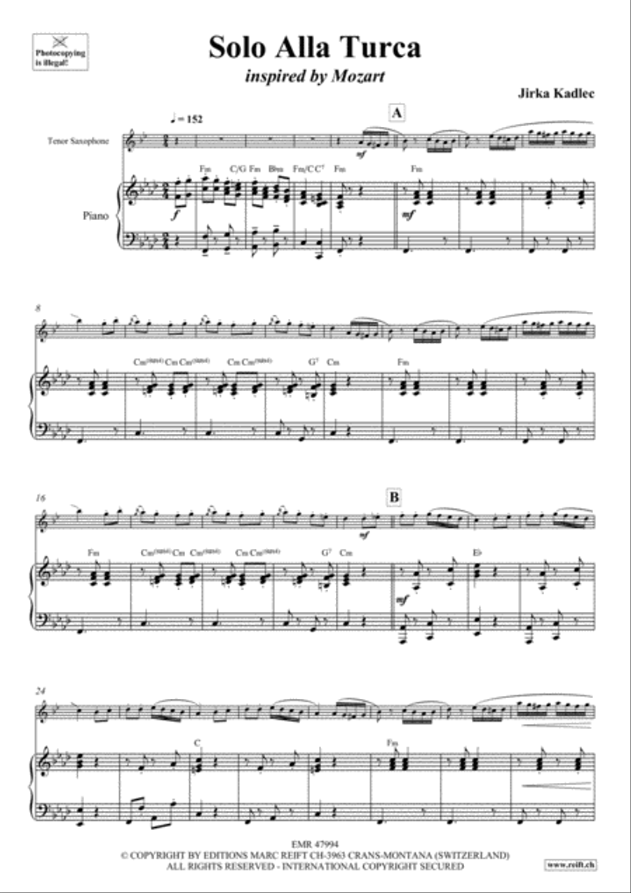 Solo Alla Turca Solo Alla Turca Tenor Saxophone scores gallery preview page 4