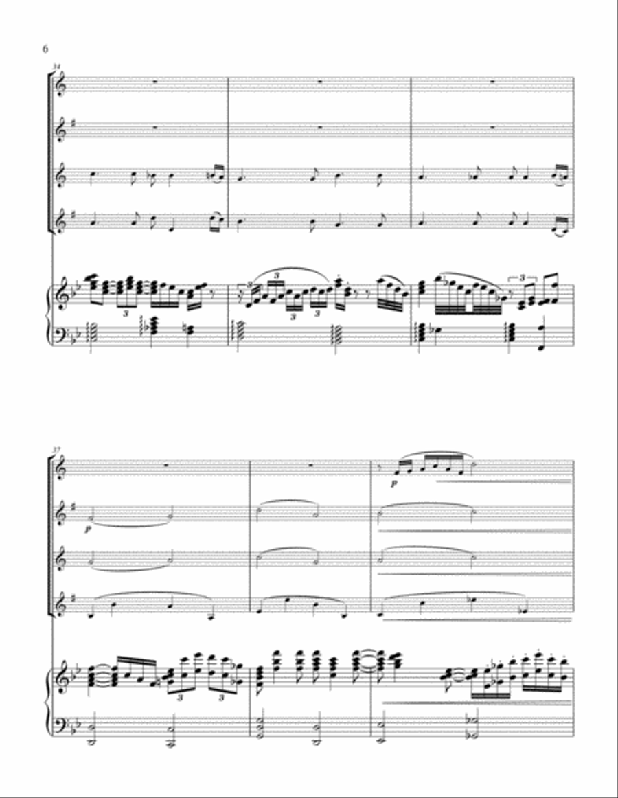 She Glides As She Walks (for sax quartet and piano) Small Ensemble scores gallery preview page 6