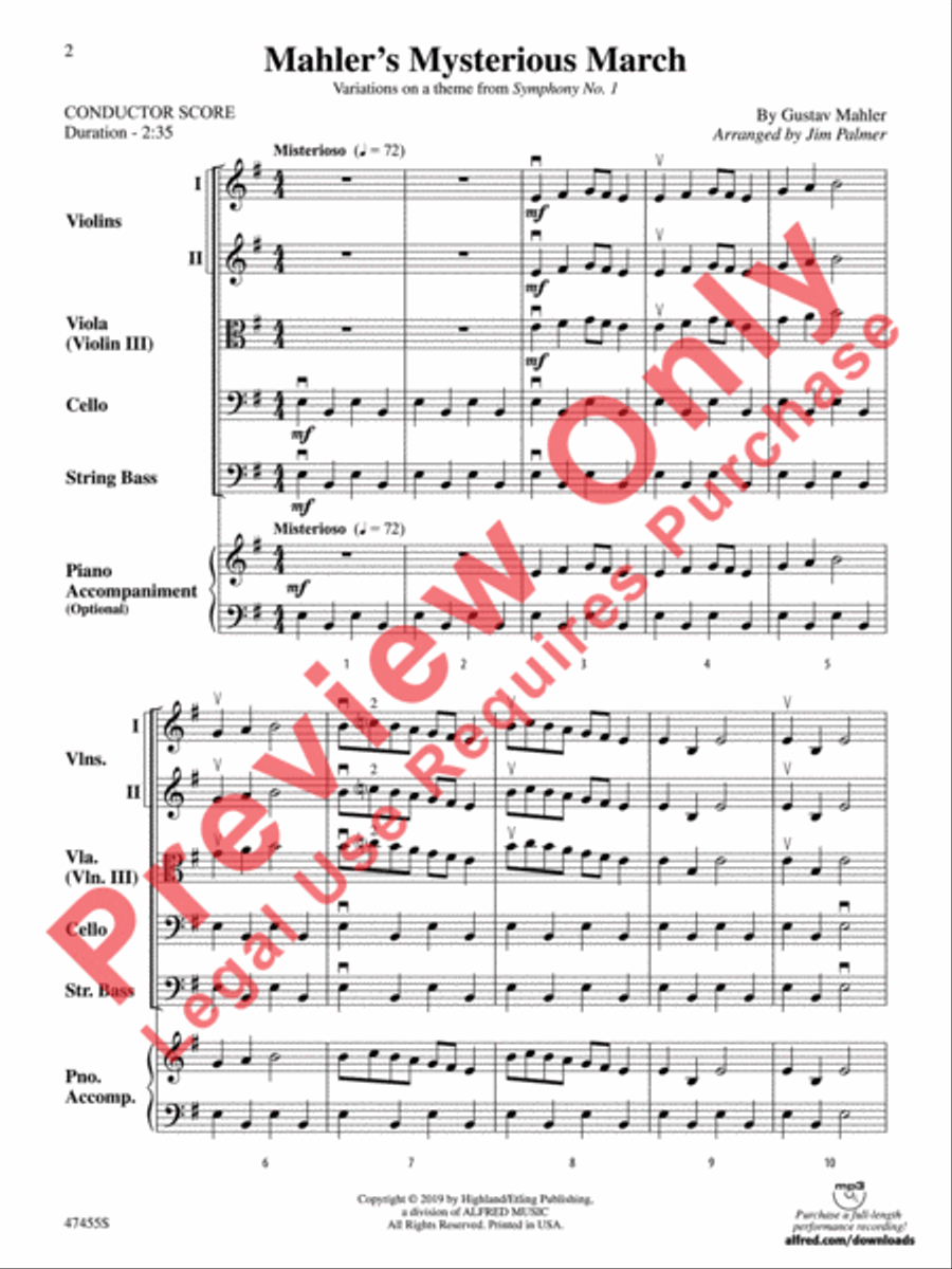 Mahler's Mysterious March String Orchestra scores gallery preview page 3