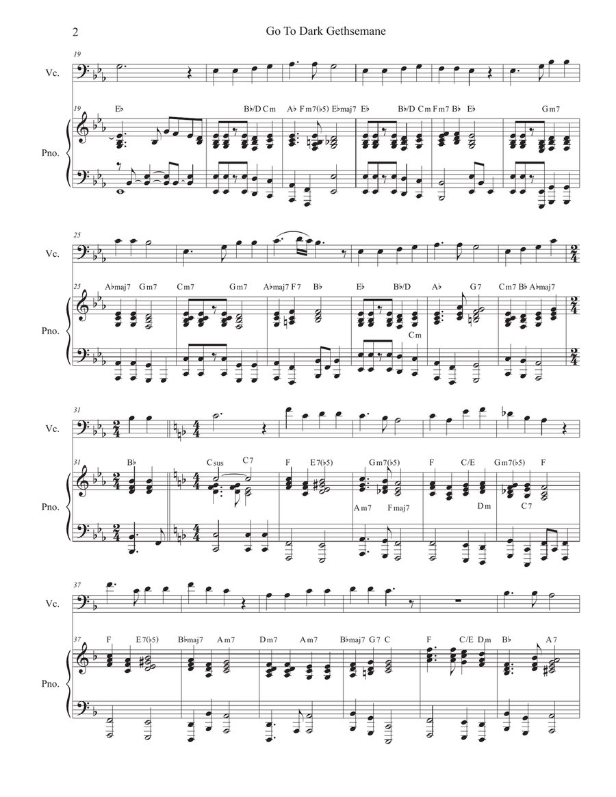 Go To Dark Gethsemane (Cello solo and Piano) Piano scores gallery preview page 2
