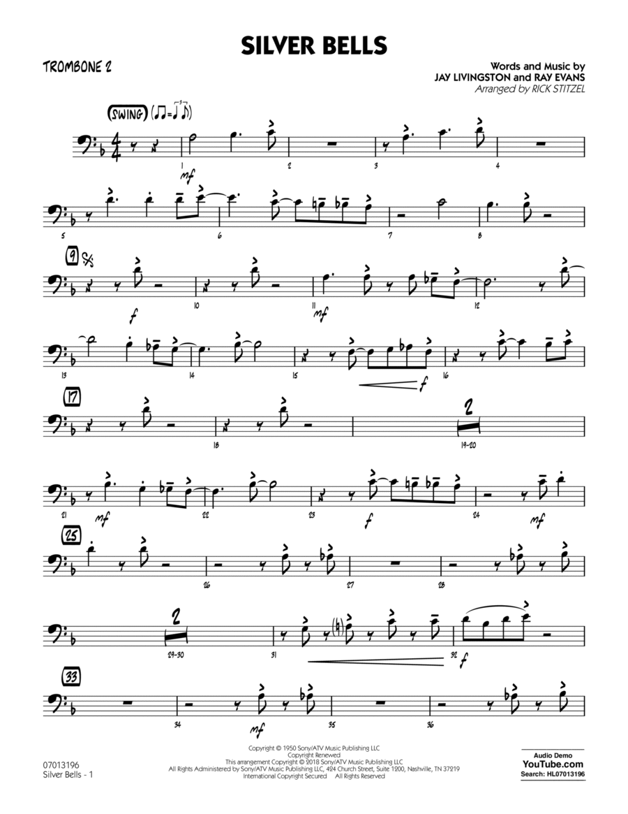 Silver Bells - Trombone 2 Trombone scores gallery preview page 1