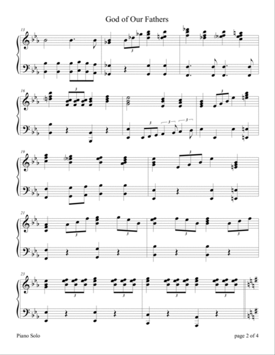God of Our Fathers Piano Solo scores gallery preview page 3