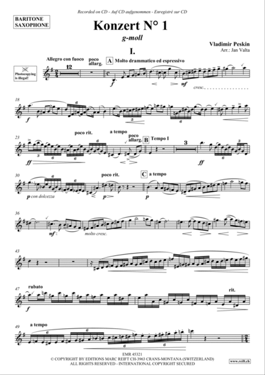 Konzert No. 1 g-moll Baritone Saxophone scores gallery preview page 2