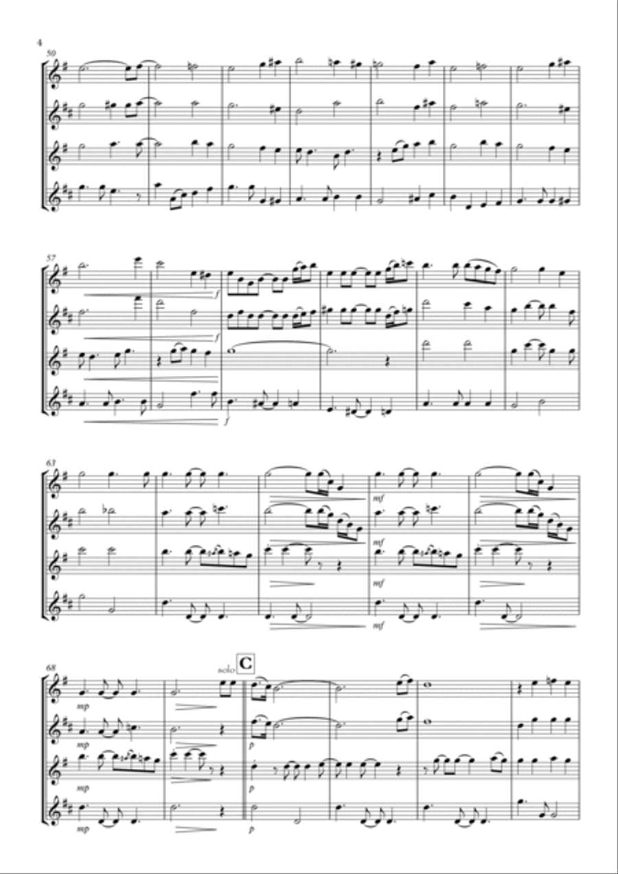 Bridge Over Troubled Water Saxophone Quartet scores gallery preview page 4