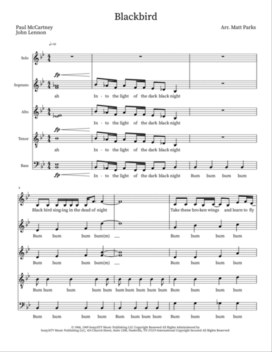 Blackbird 4-Part scores gallery preview page 1