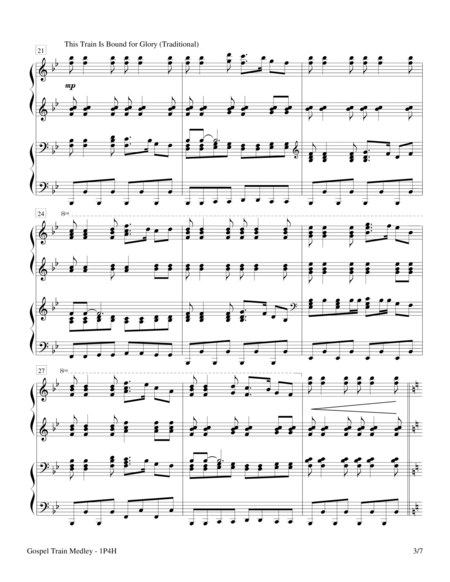 Gospel Train Medley (1 Piano, 4-Hands) image number null