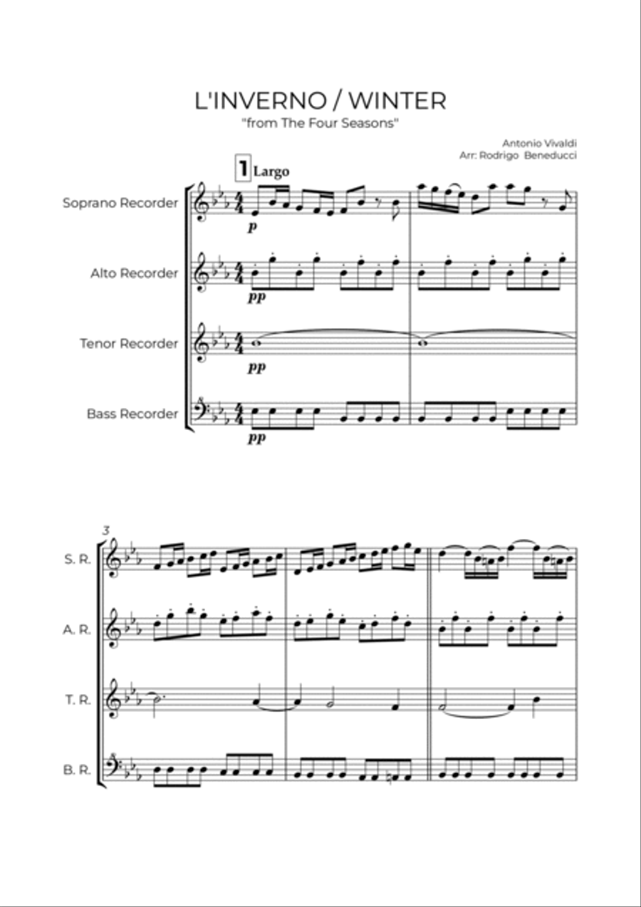 WINTER - VIVALDI – RECORDER QUARTET by Antonio Vivaldi - Soprano ...