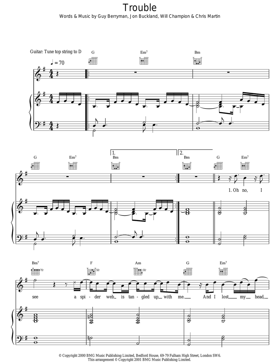 Trouble Piano, Vocal scores gallery preview page 1