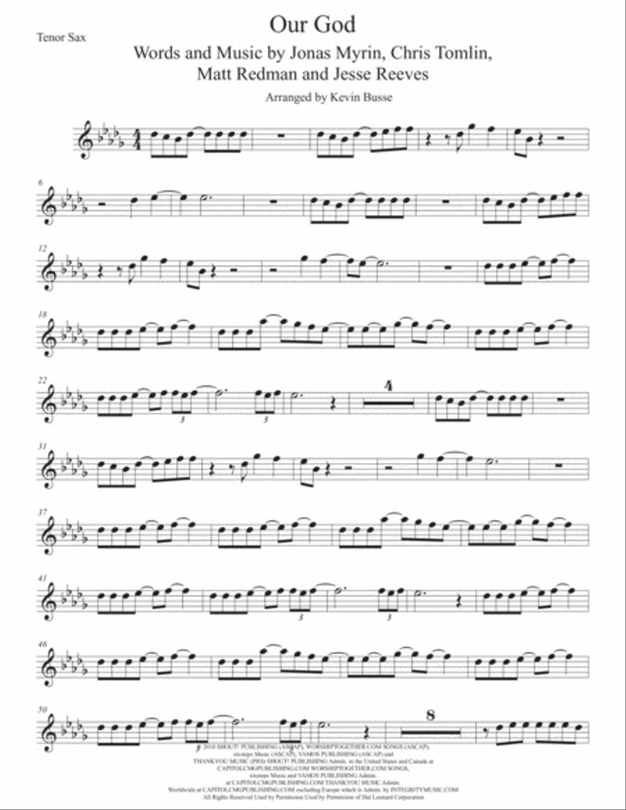 Our God Our God Tenor Saxophone scores gallery preview page 1