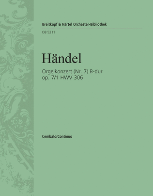 Book cover for Organ Concerto (No. 7) in B flat major Op. 7/1 HWV 306