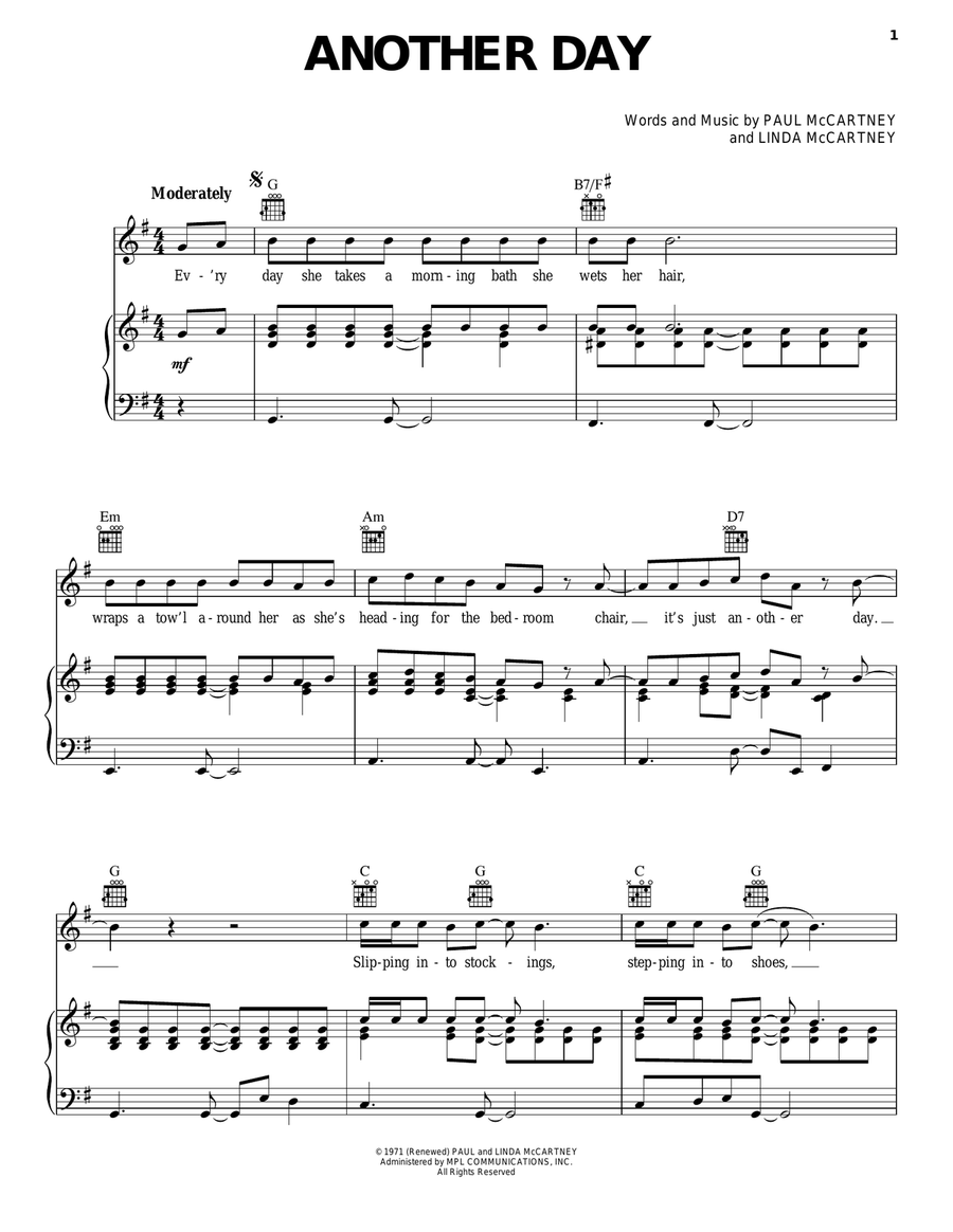 Another Day Another Day Piano, Vocal, Guitar scores gallery preview page 1