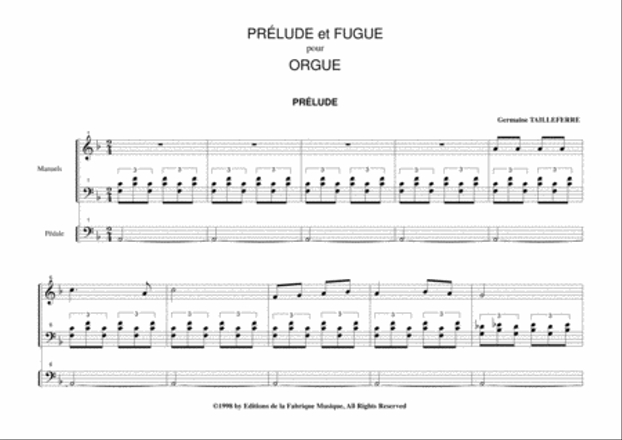 Germaine Tailleferre: Prelude and Fugue for organ Organ Solo scores gallery preview page 2