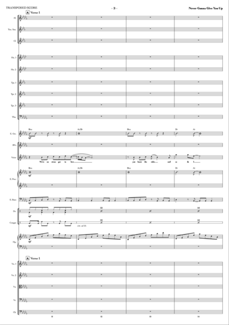Never Gonna Give You Up Full Orchestra scores gallery preview page 3