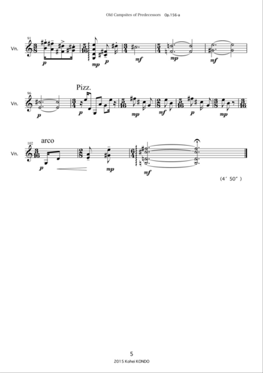 "Old Campsites of Predecessors" for violin solo Op.156-a image number null