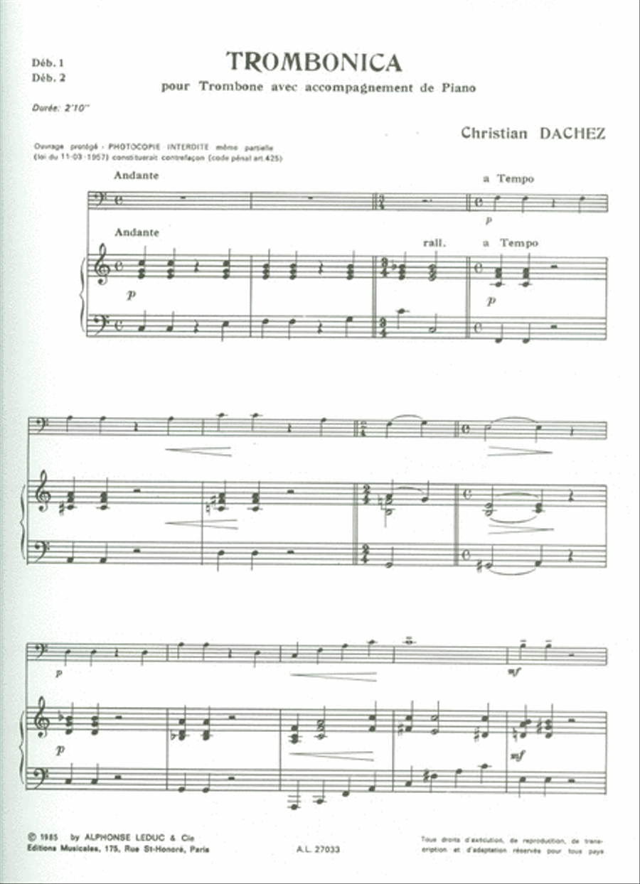 Trombonica (trombone & Piano) Piano Accompaniment scores gallery preview page 2