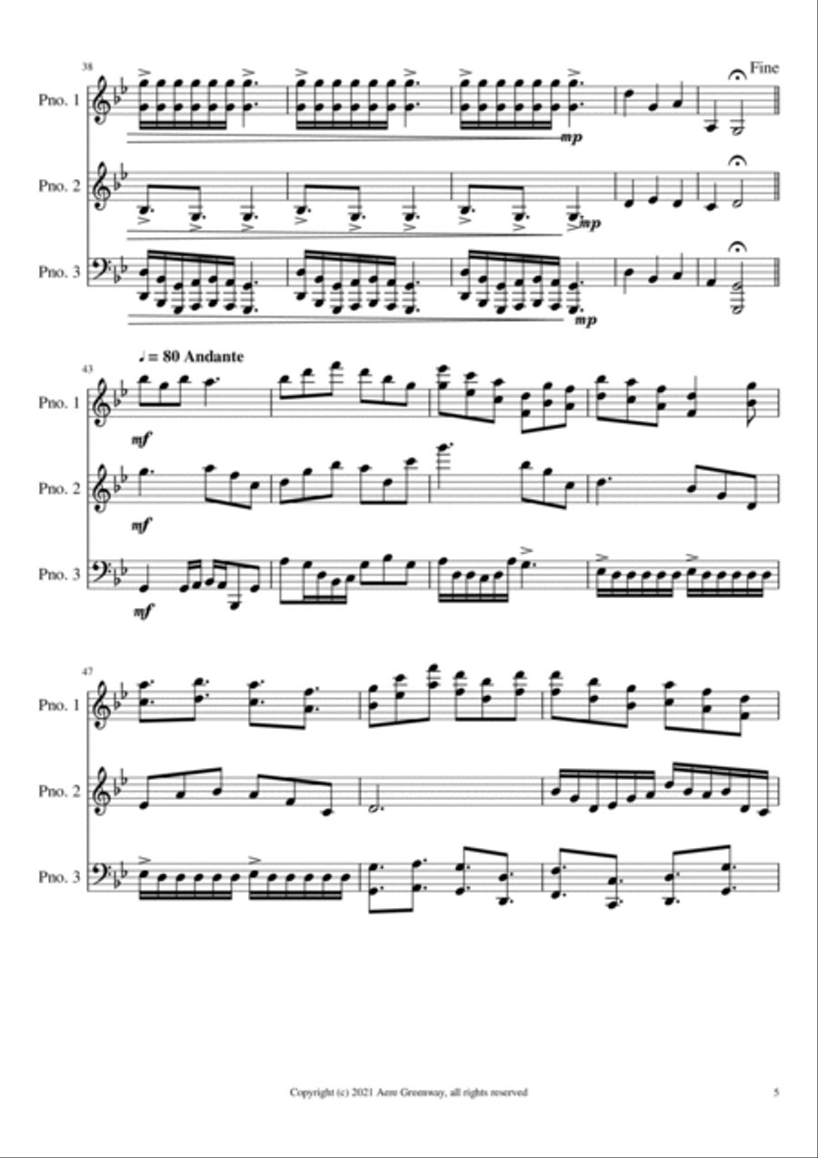 Scherzo # 1, for 3 Pianos Small Ensemble scores gallery preview page 6