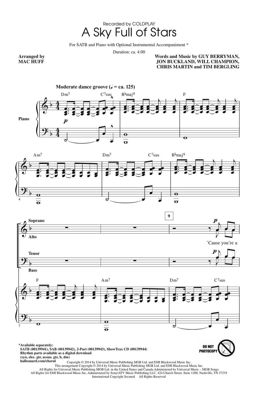 A Sky Full Of Stars (arr. Mac Huff)
