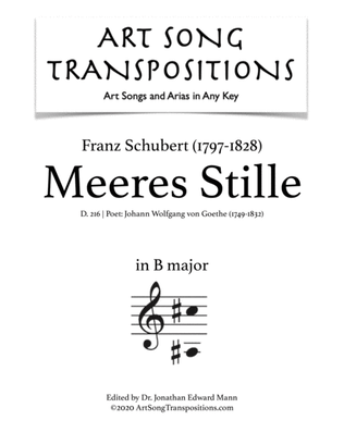 SCHUBERT: Meeres Stille, D. 216 (transposed to B major)