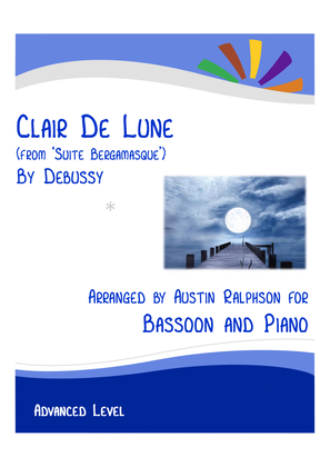 Book cover for Clair De Lune (Debussy) - bassoon and piano with FREE BACKING TRACK