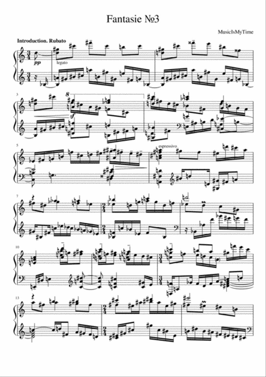 Fantasie №3 Piano Solo scores gallery preview page 1