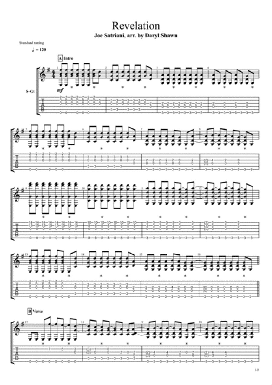 Revelation Guitar Tablature scores gallery preview page 1