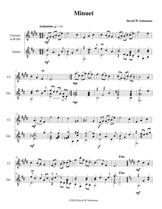 Minuet for clarinet and guitar