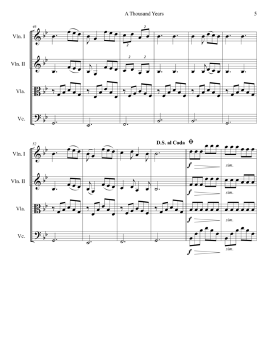 A Thousand Years String Quartet scores gallery preview page 6