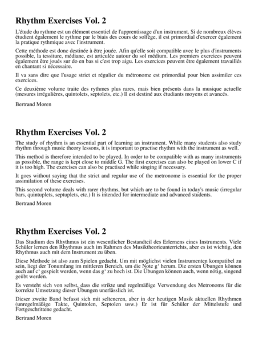 Exercices Rythmiques Volume 2