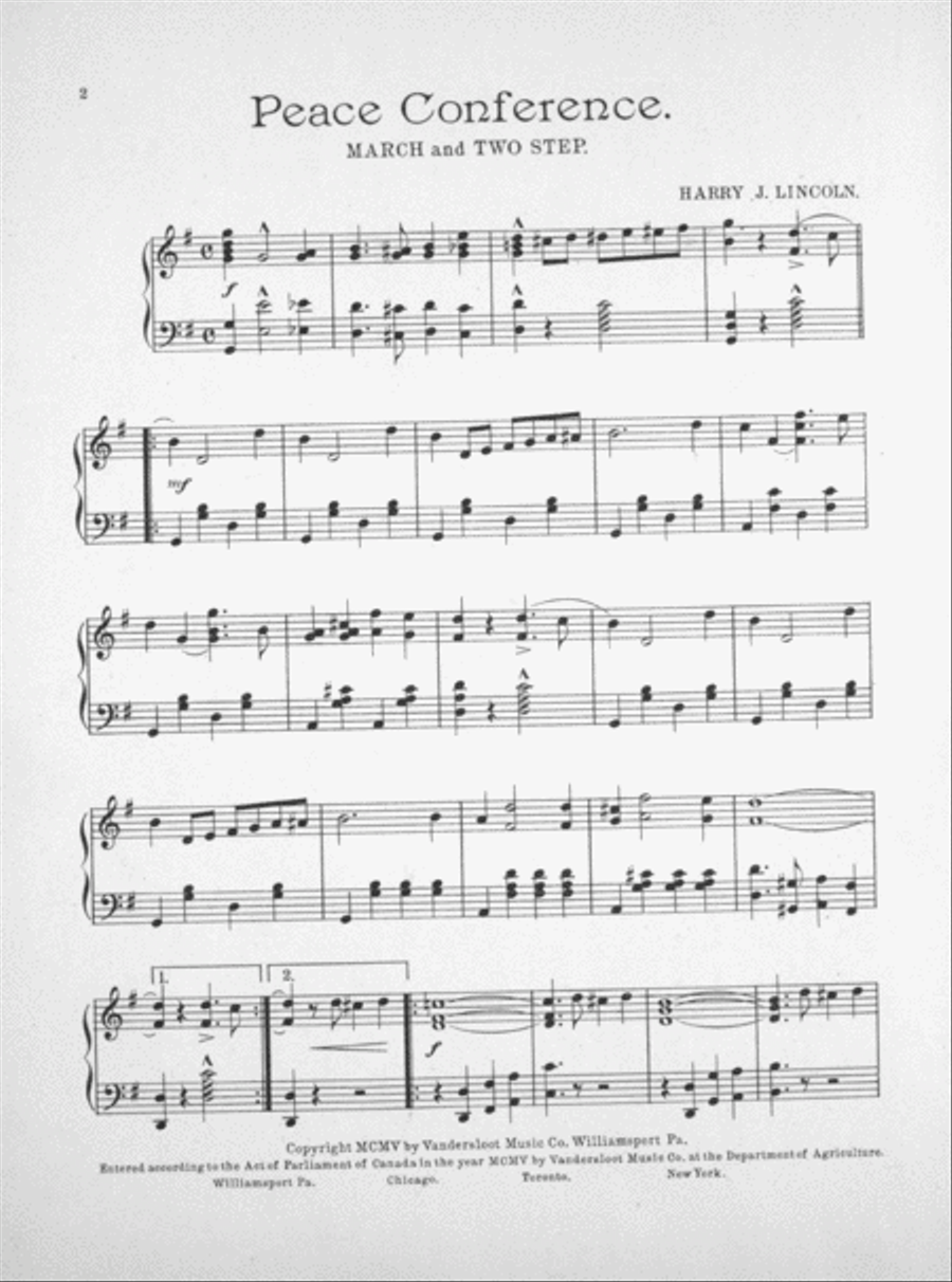 Peace Conference, March Two-Step Piano Solo scores gallery preview page 2
