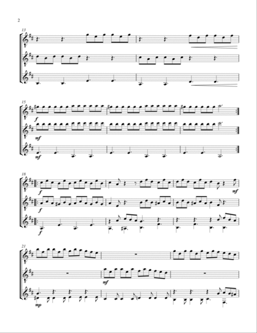 Concerto in D - iii - Allegro (Guitar Trio) - Score and Parts Guitar Ensemble scores gallery preview page 2
