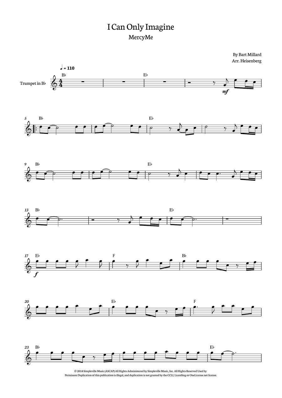 I Can Only Imagine I Can Only Imagine B-Flat Trumpet scores gallery preview page 1