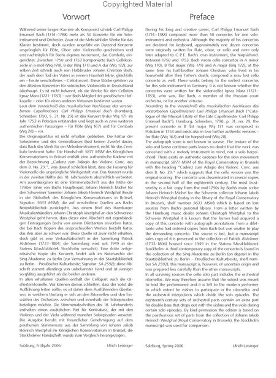 Violoncello Concerto in B flat major Wq 171 Piano Accompaniment scores gallery preview page 3