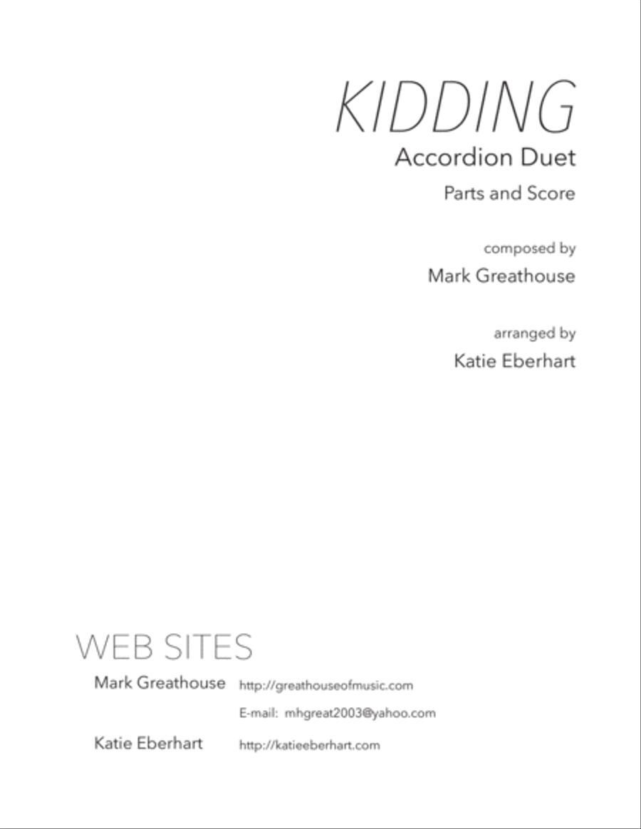 Kidding -- Accordion Duet Accordion scores gallery preview page 1
