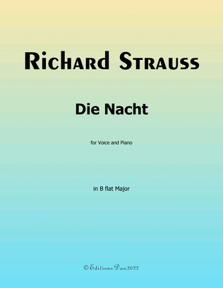 Book cover for Die Nacht, by Richard Strauss, in B flat Major