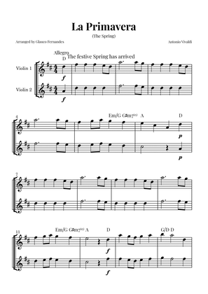 Book cover for La Primavera (The Spring) by Vivaldi - Violin Duet with Chord Notations