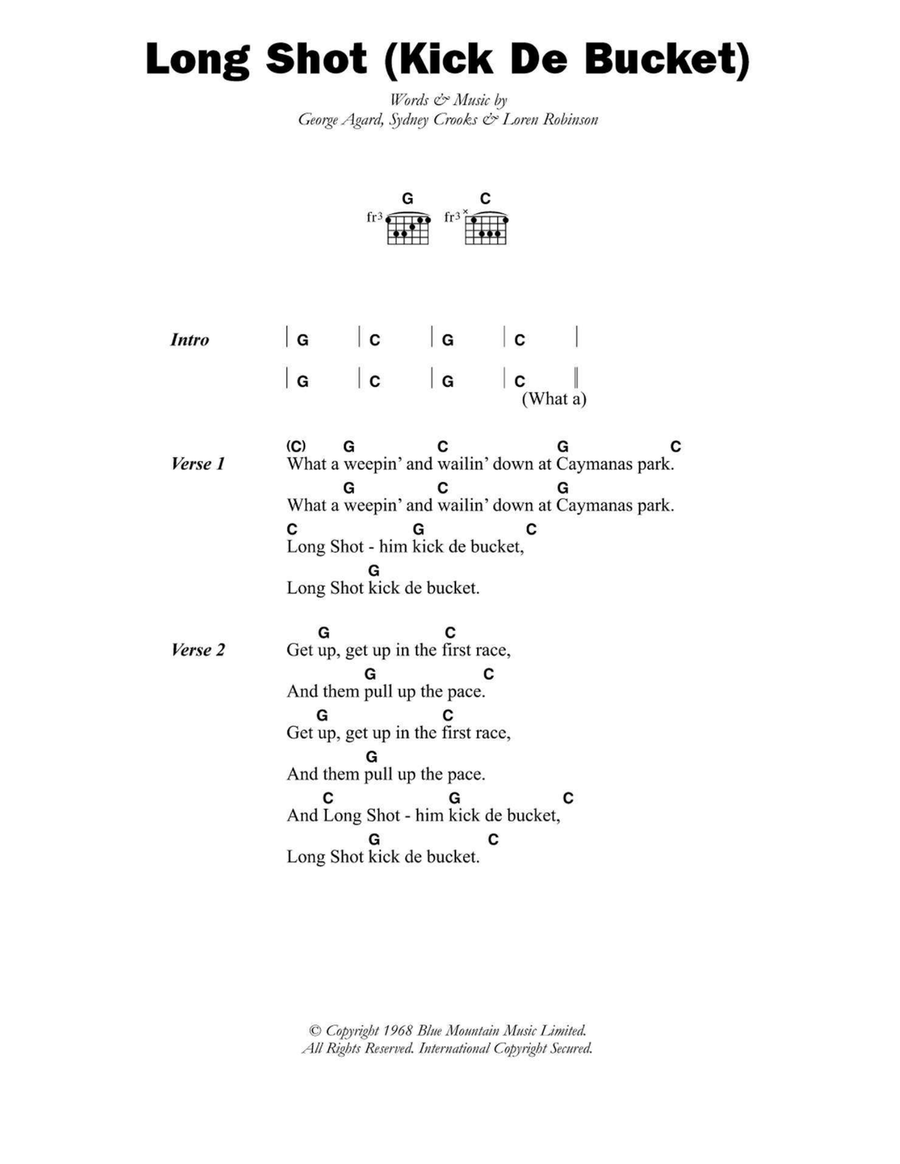 Long Shot (Kick De Bucket) Easy Guitar scores gallery preview page 1